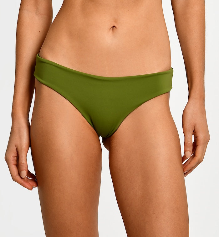 Green bikini bottom on a plain background.