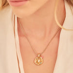 A 24k gold-plated necklace for Aries  zodiac pendant, accompanied by a natural stone charm.