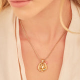 A 24k gold-plated necklace for Aries  zodiac pendant, accompanied by a natural stone charm.