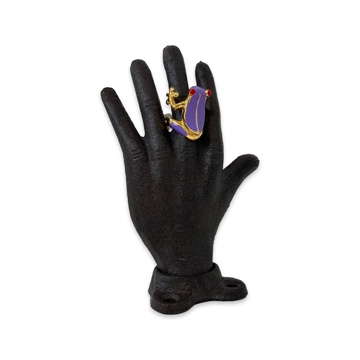 Froggy Ring- Gold Plated purple with red eye