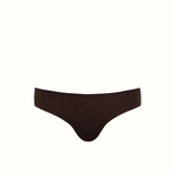 Brown bikini bottom with a seamless design, mid-rise waist, and medium back coverage.