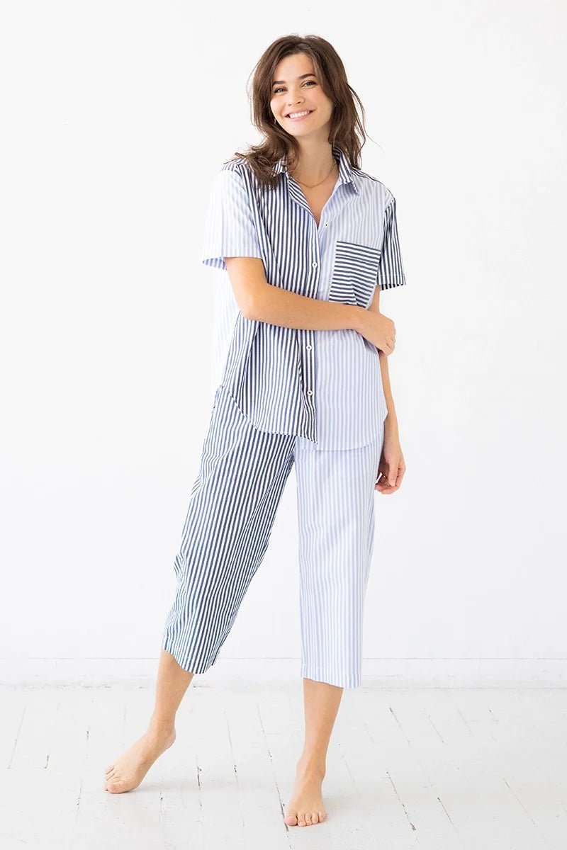 Striped capri pants deals