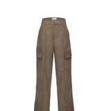 Brown cargo pants on a white background.