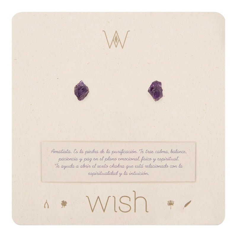 Raw amethyst stone earring studs.