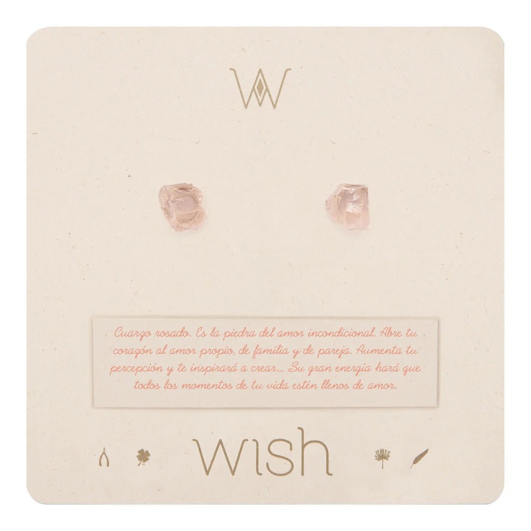 Raw rose quartz stone earring studs.