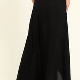 Classic Wrap Skirt with Hidden Button and Side Tie Strap - EVAMAIA