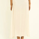 Classic Wrap Skirt with Hidden Button and Side Tie Strap - EVAMAIA