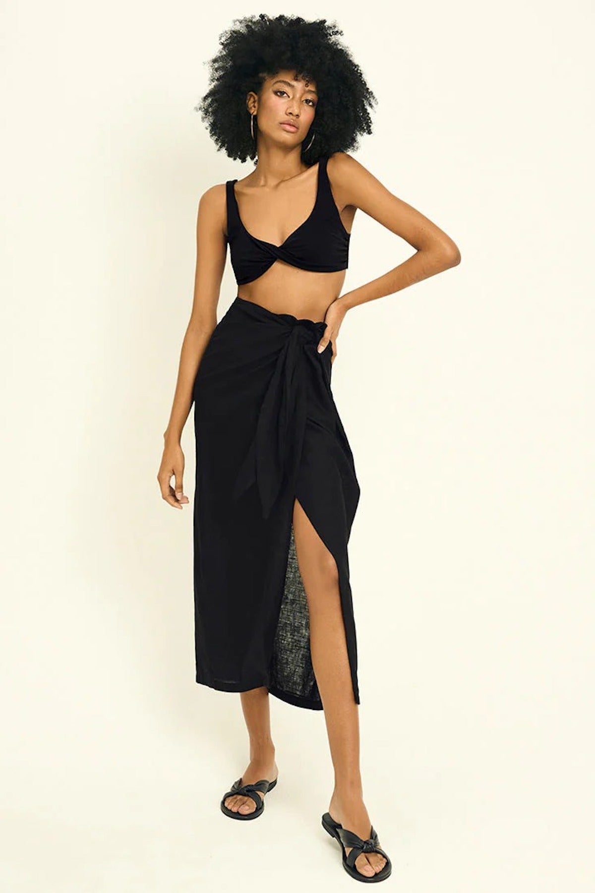 Dune Pareo Skirt with Front Tie Detail - EVAMAIA