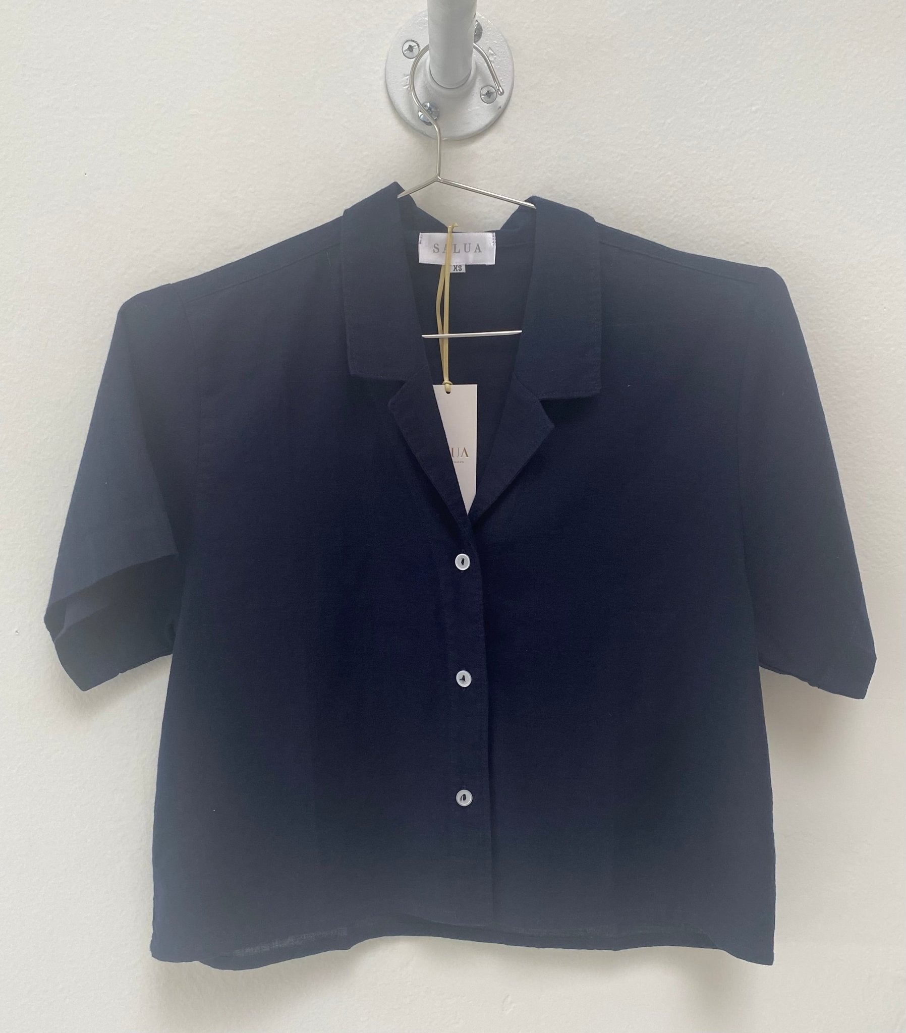 Navy Crop Blouse