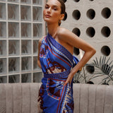 Women modeling lavender nazar wrap dress