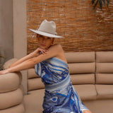 Woman modeling Water Zodiac Wrap Dress