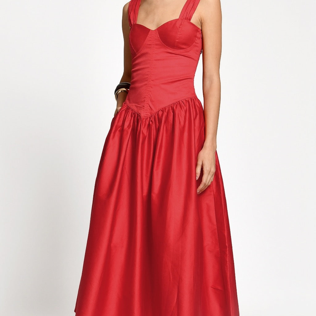 Red dress on a white background.