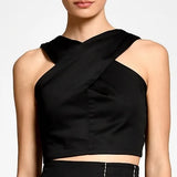 Cate Black Blouse with Tie Back Detail