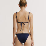 Navy blue bikini set on a plain background.