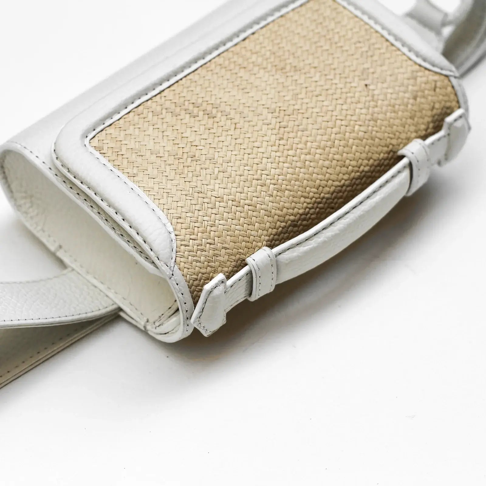 White Belt Bag and Clutch with Iraca Weaving