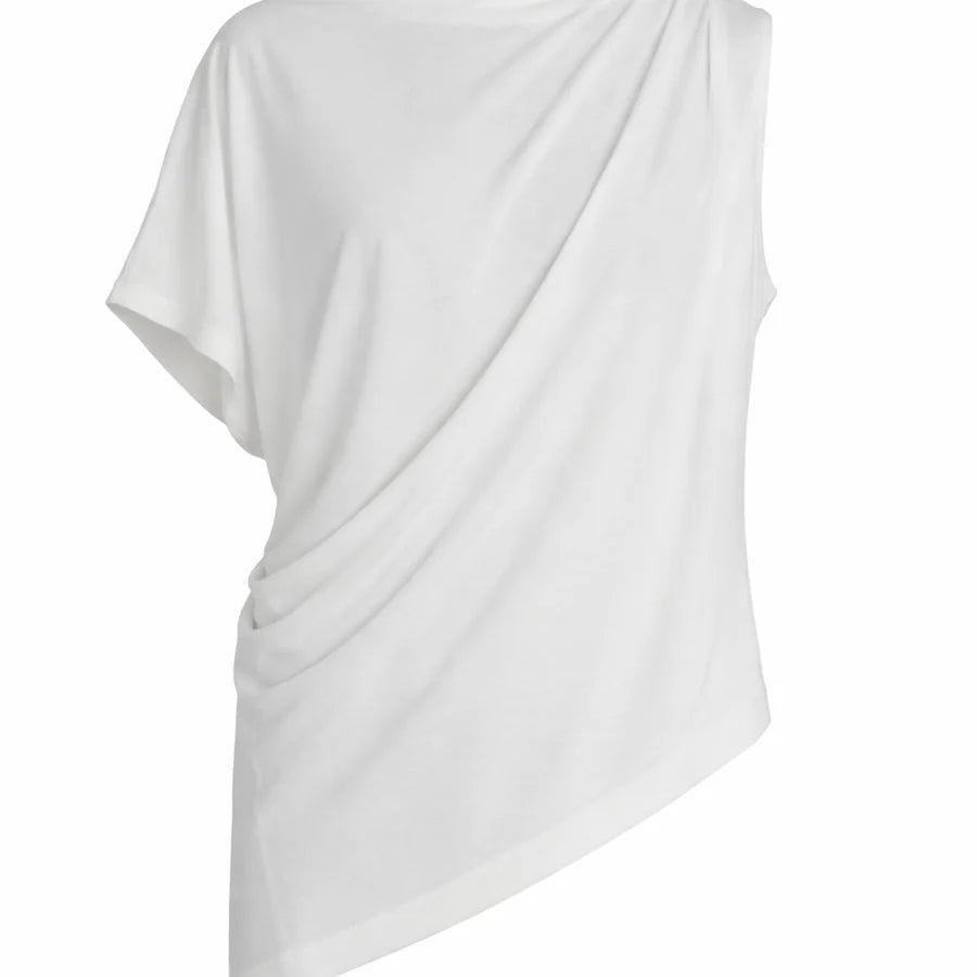 White draped top on a white background