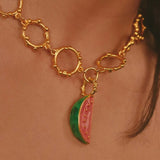 24k Gold Plated Tropical Watermelon Necklace