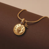 24k Gold Plated Zodiac Sign Necklace with Natural Stone Charm