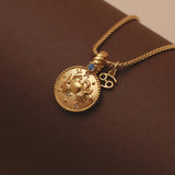 24k Gold Plated Zodiac Sign Necklace with Natural Stone Charm