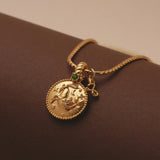 24k Gold Plated Zodiac Sign Necklace with Natural Stone Charm