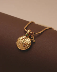24k Gold Plated Zodiac Sign Necklace with Natural Stone Charm
