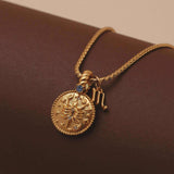 24k Gold Plated Zodiac Sign Necklace with Natural Stone Charm