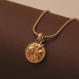 24k Gold Plated Zodiac Sign Necklace with Natural Stone Charm