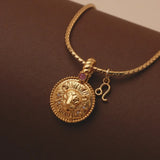 24k Gold Plated Zodiac Sign Necklace with Natural Stone Charm