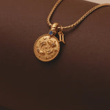 24k Gold Plated Zodiac Sign Necklace with Natural Stone Charm