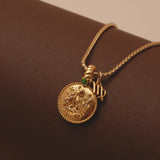 24k Gold Plated Zodiac Sign Necklace with Natural Stone Charm