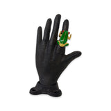Froggy Ring- Gold Plated green from front