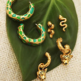 Camouflage Earring Set with Snake and Jaguar Theme