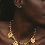 Maximalist necklace set with jaguar, whale shark, turtle, and tamarin charms, 24k gold plated