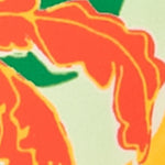 Close-up of a colorful abstract design with red, green, and yellow hues.