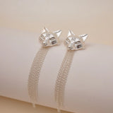 Wolf Tribute Statement Silver Earrings