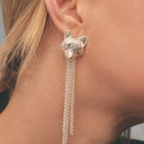 Wolf Tribute Statement Silver Earrings