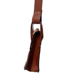 Brown leather crossbody bag. 