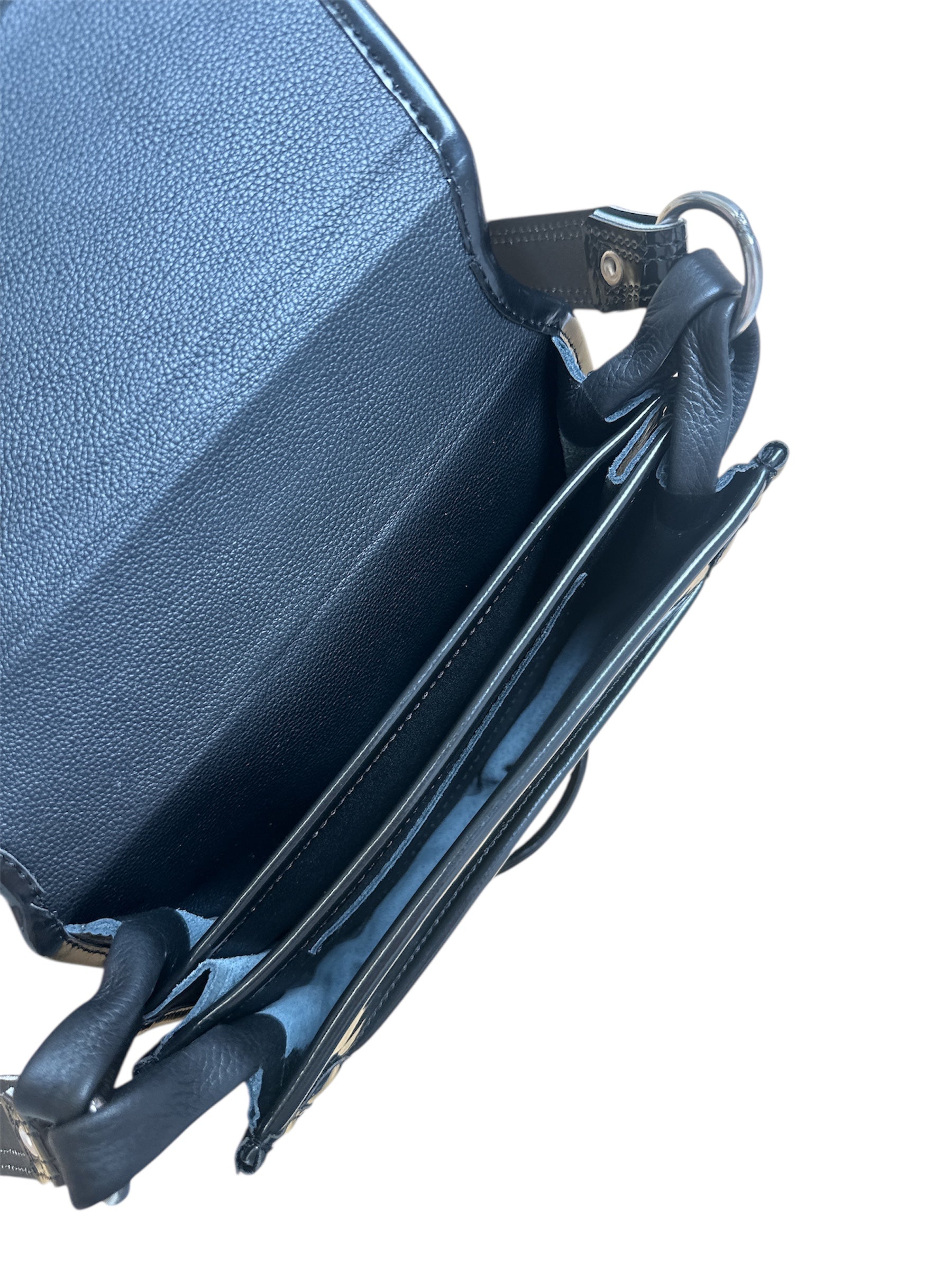 Animal print leather carriell crossbody purse. 