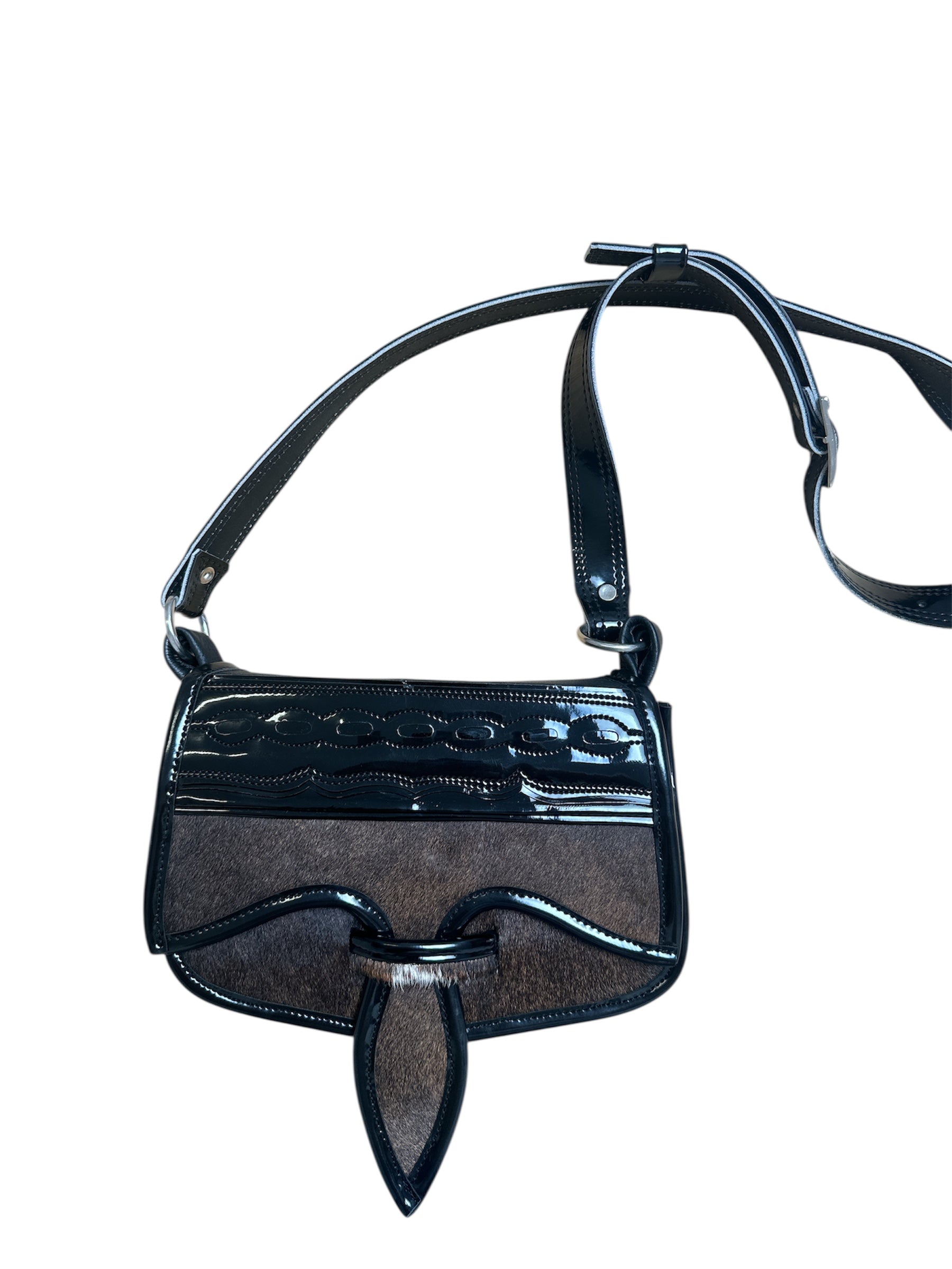 Animal print leather carriell crossbody purse. 
