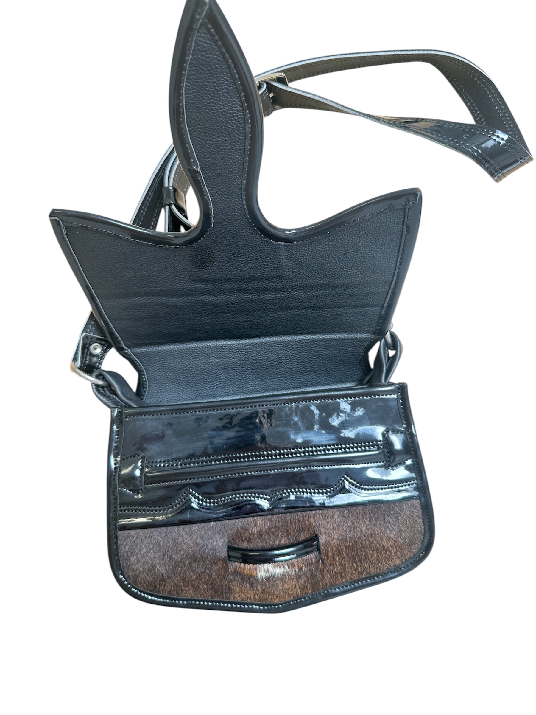 Animal print leather carriell crossbody purse. 