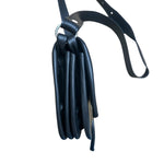 Black leather carriell crossbody bag.