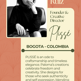 Plisse brand card - information about the brand and the designer. 