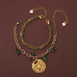 Refugio de Sol bracelet set with fossil jade and cat's eye stones, handmade in Colombia