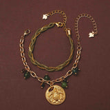 Refugio de Sol bracelet set with fossil jade and cat's eye stones, handmade in Colombia