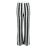 Black and white striped pants on a white background.