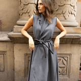 Lady wearing a coat and brown tokyo belt