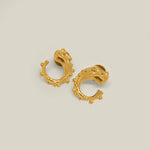 Gold vermeil mini hoops with sphere trim, handcrafted in Bogotá, Colombia