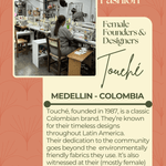 Advertisement for Touché brand with text and photo of a factory in Medellín, Colombia.