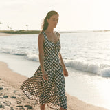 Berta Dress with Adjustable front Ties and Low Back