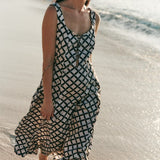 Berta Dress with Adjustable front Ties and Low Back
